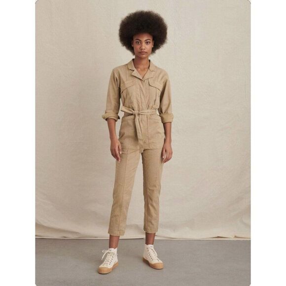Alex Mill Expedition Twill Jumpsuit Long Sleeve Women's Large in Washed Khaki - Picture 2 of 11
